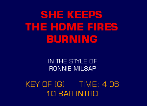 IN THE STYLE OF
RONNIE MILSAF'

KEY OF ((31 TIME 4'08
10 BAR INTRO