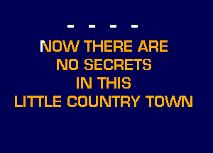 NOW THERE ARE
NO SECRETS
IN THIS
LITI'LE COUNTRY TOWN