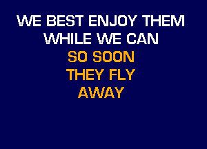 1'WE BEST ENJOY THEM
WHILE WE CAN
SO SOON

THEY FLY
AWAY