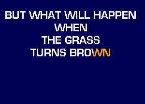 BUT WHAT WILL HAPPEN
WHEN
THE GRASS

TURNS BROWN
