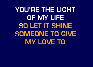 YOU'RE THE LIGHT
OF MY LIFE
30 LET IT SHINE
SOMEONE TO GIVE
MY LOVE TO

g