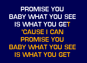 PROMISE YOU
BABY WHAT YOU SEE
IS WHAT YOU GET
'CAUSE I CAN
PROMISE YOU
BABY WHAT YOU SEE
IS WHAT YOU GET