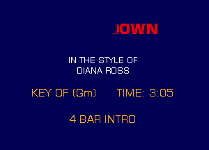 IN THE STYLE 0F
DIANA RUSS

KEY OF (Gm) TIME 3105

4 BAR INTRO