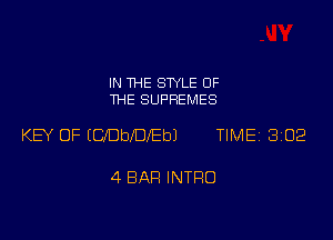 IN THE STYLE OF
THE SUPREMES

KEY OF (O'DbIDIEbJ TlMEi 302

4 BAH INTRO
