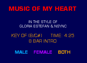 IN THE SWLE OF
GLORIA ESTEFAN 8. NSYNC

KEY OF KEITH?) TIME 4125
8 BAR INTRO

MALE BOTH