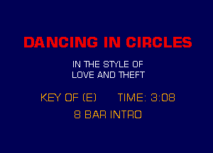 IN THE STYLE OF
LOVE AND THEFT

KEY OF (E) TIME BIOS
8 BAR INTRO
