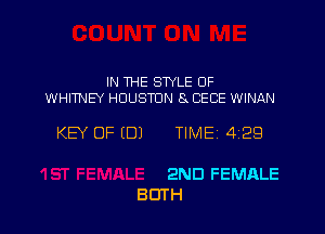 IN THE STYLE 0F
WHITNEY HOUSTON 8 CECE WINAN

KEY OF (0) TIME 429

2ND FEMALE
BUTH