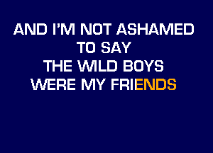 AND I'M NOT ASHAMED
TO SAY
THE WILD BOYS
WERE MY FRIENDS