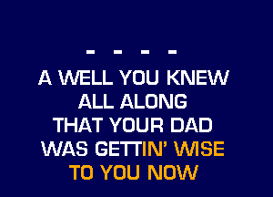 A WELL YOU KNEW
ALL ALONG
THAT YOUR DAD
WAS GETl'IN' WISE
TO YOU NOW