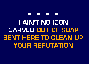 I AIN'T N0 ICON
CARVED OUT OF SOAP
SENT HERE TO CLEAN UP
YOUR REPUTATION