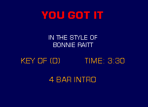 IN THE STYLE 0F
BONNIE RAITT

KW OF EDJ TIME 3180

4 BAR INTRO