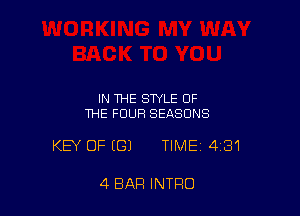 IN THE STYLE OF
THE FOUR SEASONS

KEY OF ((31 TIME4131

4 BAR INTRO