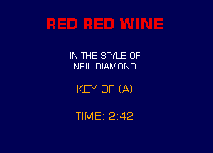 IN THE STYLE 0F
NEIL DIAMOND

KEY OF EA)

TIME 2142