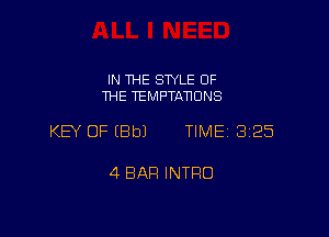 IN THE SWLE OF
THE TEMPTANONS

KEY OF EBbJ TIME 3125

4 BAR INTRO