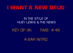 IN THE STYLE 0F
HUEY LEWIS 8 THE NEWS

KEY OF EAJ TIME 4149

4 BAR INTRO