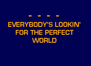 EVERYBODY'S LOOKIN'
FOR THE PERFECT
WORLD