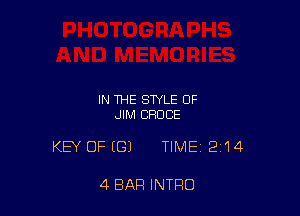IN THE STYLE OF
JIM BRUCE

KEY OFIGJ TIME 2'14

4 BAR INTRO