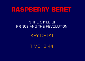 IN THE STYLE 0F
PRINCE AND THE REVOLUNUN

KEY OF (A)

TIME 3144