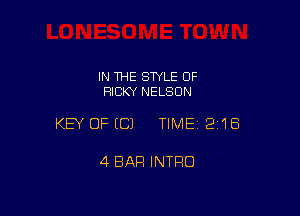 IN THE STYLE OF
RICKY NELSON

KEY OFECJ TIME12i1Ei

4 BAR INTRO