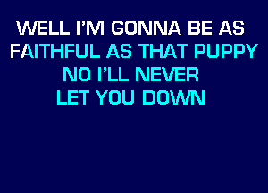 WELL I'M GONNA BE AS
FAITHFUL AS THAT PUPPY
N0 I'LL NEVER
LET YOU DOWN