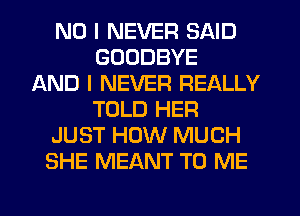 NO I NEVER SAID
GOODBYE
AND I NEVER REALLY
TOLD HER
JUST HOW MUCH
SHE MEANT TO ME