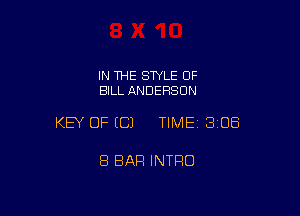 IN THE STYLE OF
BILL ANDERSON

KEY OF EC) TIME 3108

8 BAR INTRO