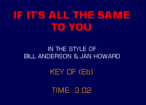 IN THE STYLE OF
BILL ANDERSON 8JAN HOWARD

KEY OF (Eb)

TIME 3102