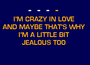 I'M CRAZY IN LOVE
AND MAYBE THAT'S WHY
I'M A LITTLE BIT
JEALOUS T00