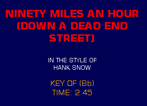 IN THE STYLE OF
HANK SNOW

KEY OF (Bbl
TIME 2 45