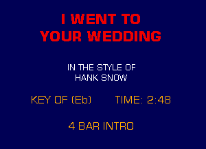 IN THE STYLE OF
HANK SNOW

KB' OF (Eb) TIME 248

4 BAR INTRO