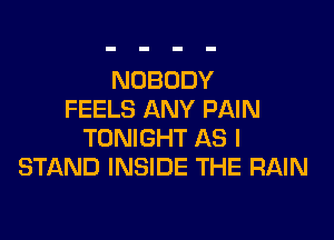 NOBODY
FEELS ANY PAIN

TONIGHT AS I
STAND INSIDE THE RAIN