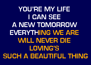 YOU'RE MY LIFE
I CAN SEE
A NEW TOMORROW
EVERYTHING WE ARE
WILL NEVER DIE
LOVING'S
SUCH A BEAUTIFUL THING