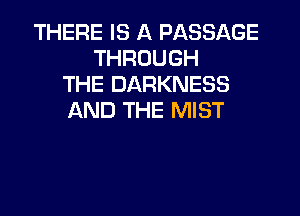 THERE IS A PASSAGE
THROUGH
THE DARKNESS

AND THE MIST