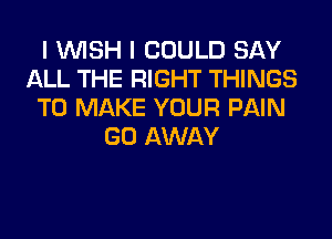 I WISH I COULD SAY
ALL THE RIGHT THINGS
TO MAKE YOUR PAIN
GO AWAY