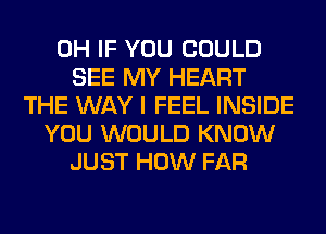 0H IF YOU COULD
SEE MY HEART
THE WAY I FEEL INSIDE
YOU WOULD KNOW
JUST HOW FAR