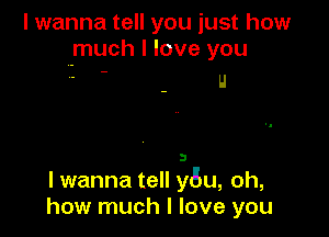 I wanna tell you just how
much I love you

3

I wanna tell you, oh,
how much I love you