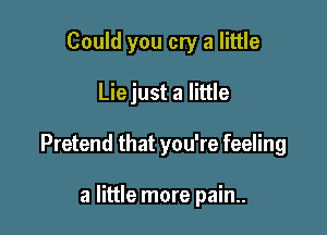 Could you cry a little

Liejust a little

Pretend that you're feeling

a little more pain..