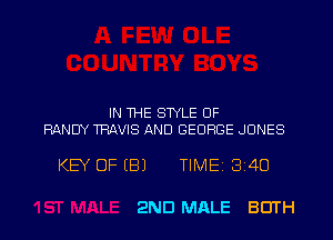 IN 1HE STYLE OF
RANDY WVIS AND GEORGE JONES

KEY OFIBJ TIME13i4O

2ND MALE 80TH