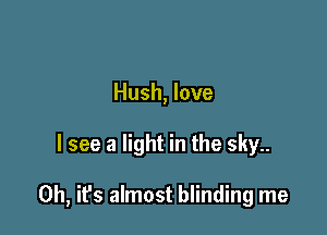 Hush, love

I see a light in the sky..

0h, ifs almost blinding me