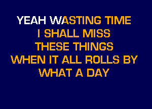 YEAH WASTING TIME
I SHALL MISS
THESE THINGS
WHEN IT ALL ROLLS BY
WHAT A DAY