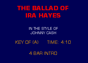 IN THE STYLE OF
JOHNNY CASH

KEY OFIAJ TIME 4'10

4 BAR INTRO