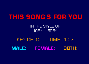 IN THE STYLE OF
JOEY 4- HOFN

KEY OF (G) TIME 4IO7
MALEi BUTHZ