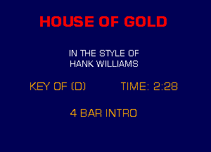 IN THE STYLE 0F
HANK WILLIAMS

KW OF EDJ TIME 2128

4 BAR INTRO