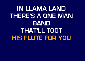 IN LLAMA LAND
THERE'S A ONE MAN
BAND
THATLL TOUT
HIS FLUTE FOR YOU