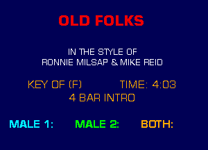 IN THE STYLE 0F

RONNIE MILSAP 8 MIKE REID

KEY OF (P) TIME 4 03

MALE 1 2

4 BAR INTRO

MALE 22 BOTHz