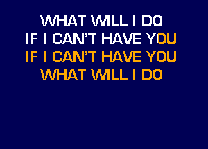 WHAT WILL I DO
IF I CAN'T HAVE YOU
IF I CAN'T HAVE YOU

WHAT WILL I DO