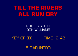 IN THE STYLE OF
DUN WILLIAMS

KEY OF EDI TIME 342

8 BAR INTRO