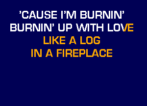 'CAUSE I'M BURNIN'
BURNIN' UP WITH LOVE
LIKE A LOG
IN A FIREPLACE