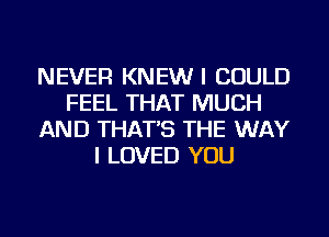 NEVER KNEW I COULD
FEEL THAT MUCH
AND THAT'S THE WAY
I LOVED YOU