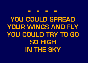 YOU COULD SPREAD
YOUR WINGS AND FLY
YOU COULD TRY TO GD

80 HIGH
IN THE SKY